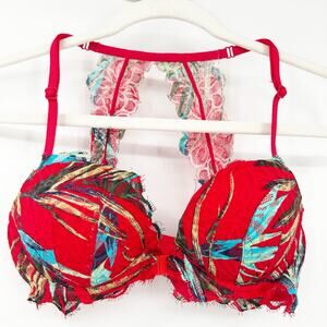 Victorias Secret VS PINK Date Racerback Padded Underwire Push Up Bra 32C‎ Red